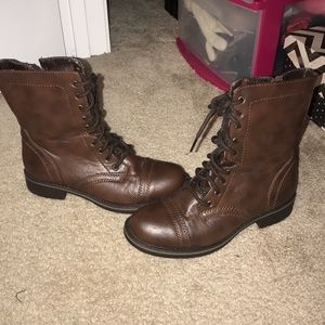brown combat boots
